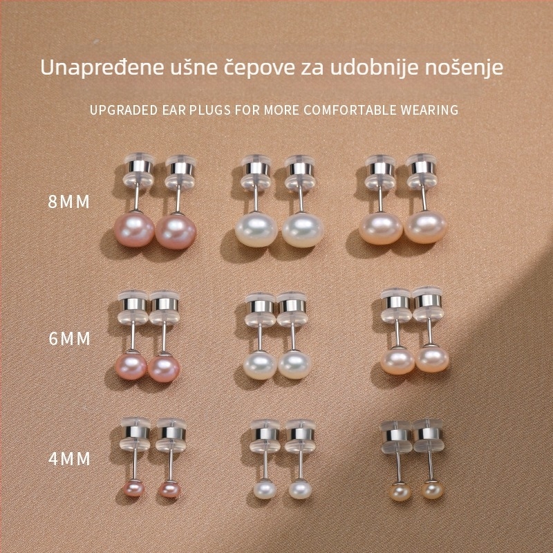 S999 sterling srebro, prirodni slatkovodni biseri, ženske naušnice s geometrijskim dizajnom