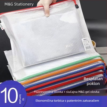 Mrežasta torbica za dokumente sa zatvaračem, A4 format, vodootporna prozirna fascikla