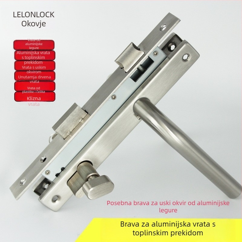 Prilagođeni set brave za vrata od nehrđajućeg čelika s termičkim prekidom aluminija, model 8530, jednopunktni ručni zaključavač za balkonska PVC vrata