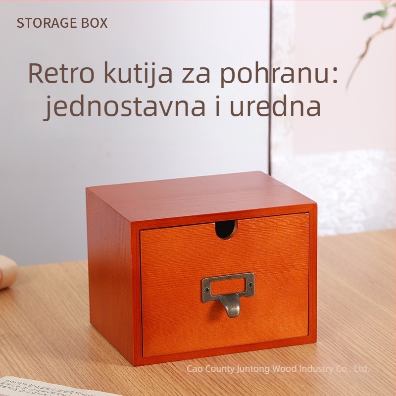 Drveni organizator za stol s ladicom za kartice i bilješke
