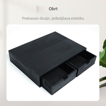 Drvena kutija za pohranu s izvlačnim ladicama za kapsule kave, dvije pregrade, moderan minimalistički stil