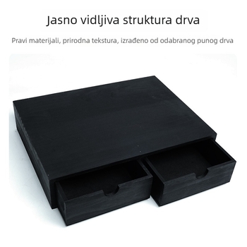 Drvena kutija za pohranu s izvlačnim ladicama za kapsule kave, dvije pregrade, moderan minimalistički stil