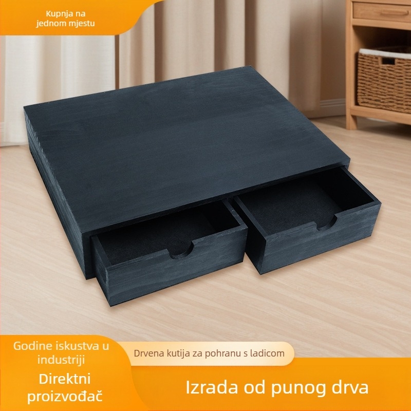 Drvena kutija za pohranu s izvlačnim ladicama za kapsule kave, dvije pregrade, moderan minimalistički stil
