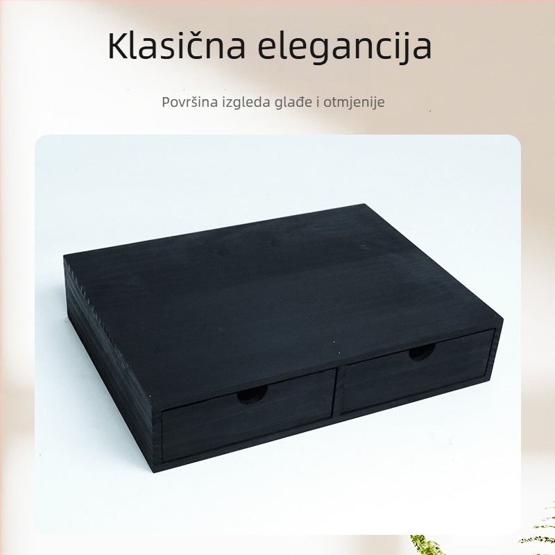 Drvena kutija za pohranu s izvlačnim ladicama za kapsule kave, dvije pregrade, moderan minimalistički stil