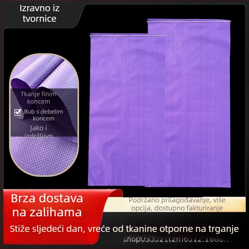 Ljubičasta debela plastična tkanina vrećica s uzorkom zmijske kože i džepnim stilom, čvrsta i izdržljiva za preseljenje i pakiranje