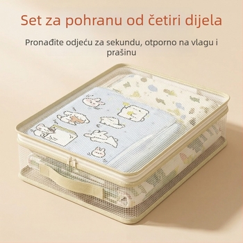 Četverodijelni set za skladištenje posteljine sa čvrstom torbom, za pohranu plahti i navlaka za deku, vodootporan i otporan na prašinu