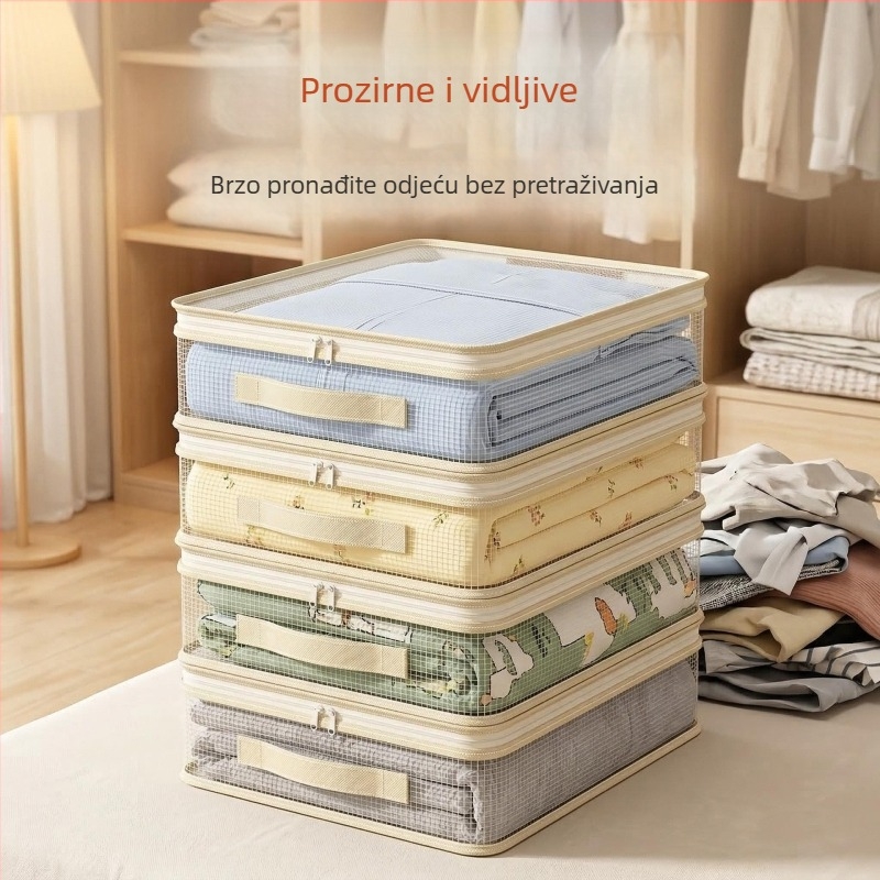 Četverodijelni set za skladištenje posteljine sa čvrstom torbom, za pohranu plahti i navlaka za deku, vodootporan i otporan na prašinu