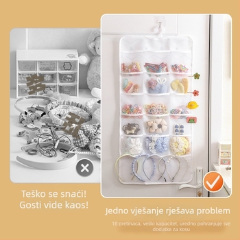 Love of Rice Zidni organizator za kosu s pretincima od tkanine za štipaljice, kopče i ostale sitnice