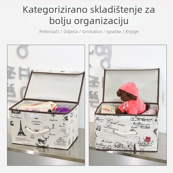 Kutija za skladištenje od pamuka i lana sa poklopcem, stolni organizator za knjige, sklopiva kutija za pohranu igračaka, otporna na prašinu
