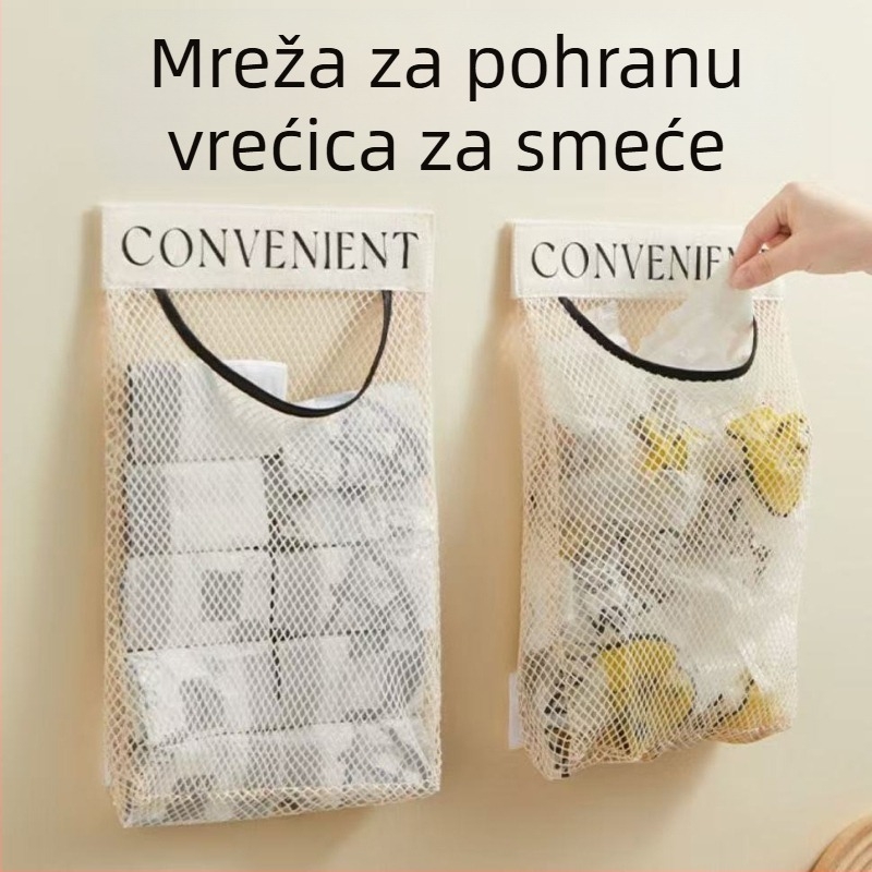Zidna mreža za pohranu plastičnih vrećica za kuhinju, velika kapaciteta
