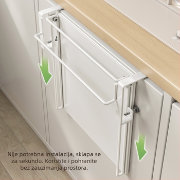Sklopivi kuhinjski skladišni stalak s proširivom radnom pločom, za vješanje na vrata ormarića, za kupaonicu