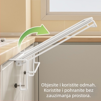 Sklopivi kuhinjski skladišni stalak s proširivom radnom pločom, za vješanje na vrata ormarića, za kupaonicu