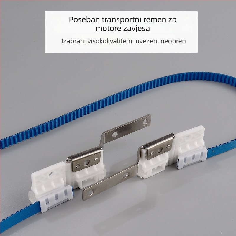 Plava poliuretanska sinhrona zupčasta traka za šinu zavjesa, visoke čvrstoće, model CH-JLSTPD20210121, dimenzije 11.5 mm × 1000 mm