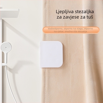 Dva bezbušna klipsa za zavjesu za tuširanje, bočni klipsovi za kupaonicu, samoljepljivo pričvršćivanje