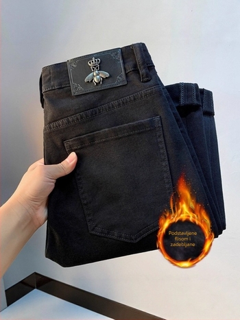 Muške crne traperice od denima za jesen, vrhunska kvaliteta, elastične, slim fit s ravnim nogavicama