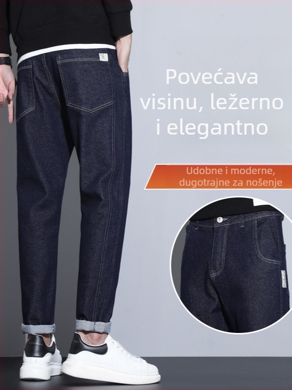 Muške hlače od denima u haremskom stilu, lagani luksuz, originalna boja, klasičan kroj, casual svakodnevno