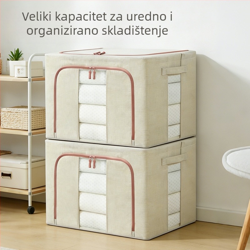 Velika sklopiva kutija za odjeću od platna s prozirnim prozorom za organizaciju u ormaru za odjeću i deke