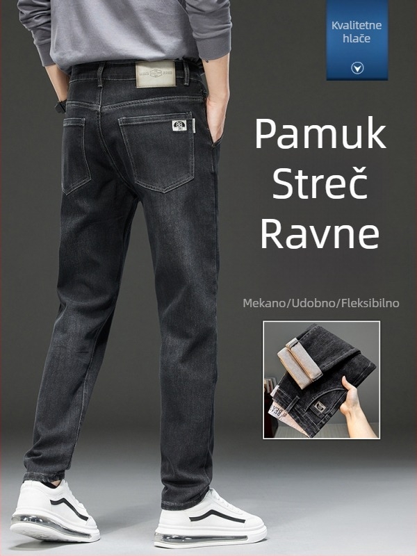 Muške plave traperice, slim fit, uski ravni kroj, elastične, casual za jesen i zimu