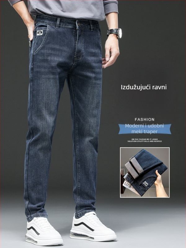 Muške plave traperice, slim fit, uski ravni kroj, elastične, casual za jesen i zimu
