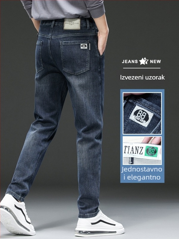 Muške plave traperice, slim fit, uski ravni kroj, elastične, casual za jesen i zimu