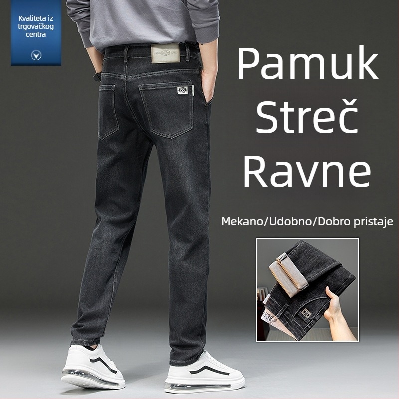 Muške plave traperice, slim fit, uski ravni kroj, elastične, casual za jesen i zimu