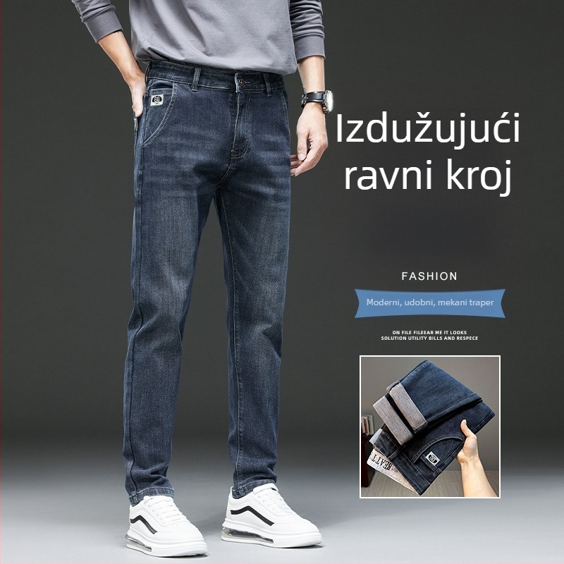 Muške plave traperice, slim fit, uski ravni kroj, elastične, casual za jesen i zimu