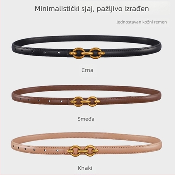 Ženski tanki kožni pojas, jednostavan i univerzalan dekorativni dodatak za haljine