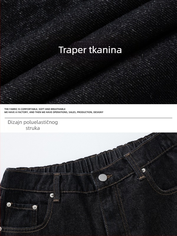Muški traper Capri šorc u retro stilu, s izvorne boje, ljetni dizajn, blok boja, američki stil srednje duljine, slobodan kroj.