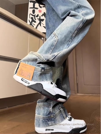 Muške traperice ravnog kroja, Reverse-Wear, 190 cm visok, ekstra dugo, američki high street vibe