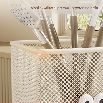 Kuhinjski stalak za pribor od metalne mreže, stolni višefunkcionalni organizator za pribor s odvodnjavanjem