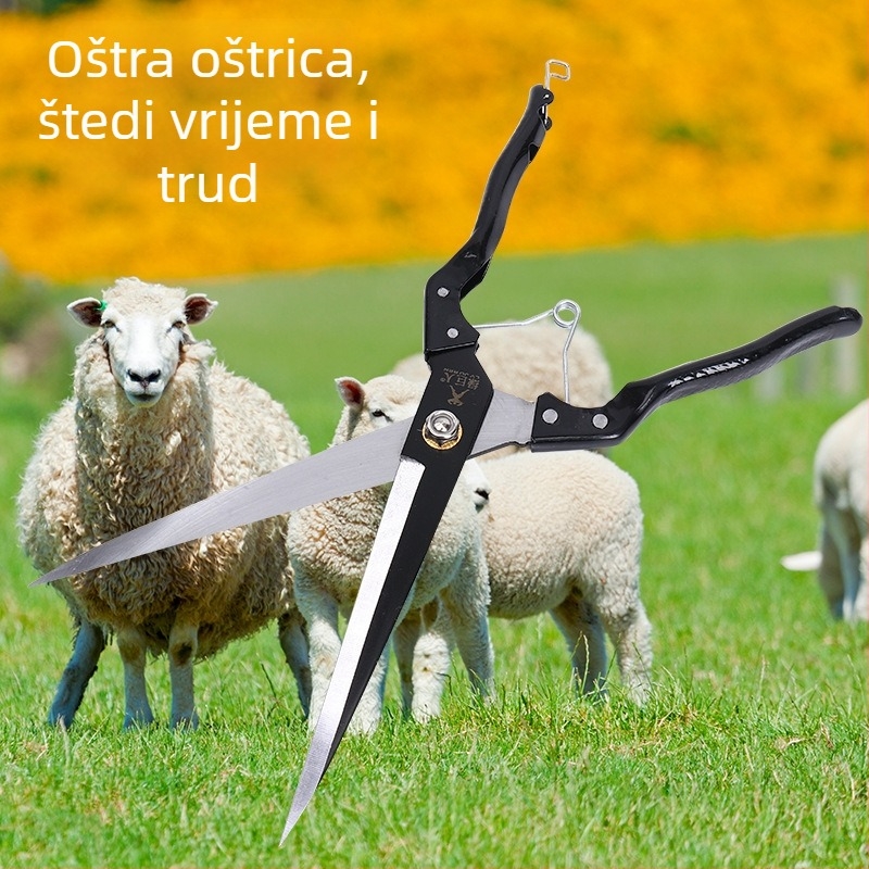 Škare za vunu životinja od manganskog čelika, škare s ravnim vrhom, ručne opružne, kožne škare