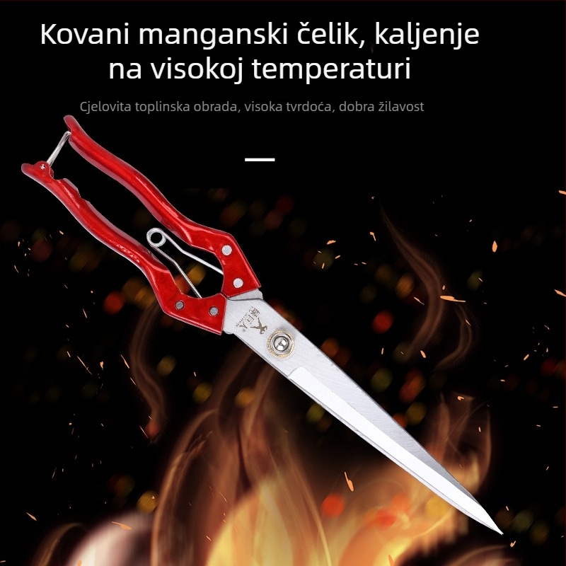 Škare za vunu životinja od manganskog čelika, škare s ravnim vrhom, ručne opružne, kožne škare