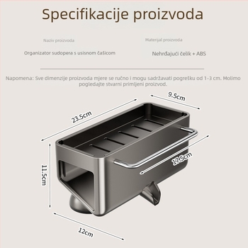 Nehrđajući čelični stalak za kuhinjski pult s prostorom za spužvu i krpe za sušenje