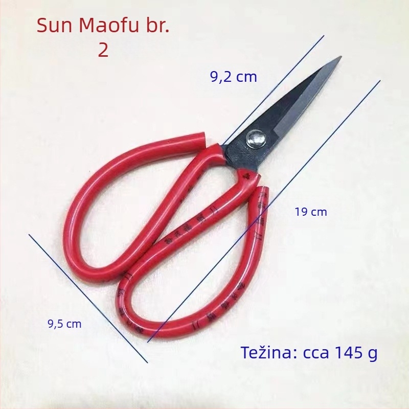 Sun Maofu Crvena drška – Set 1–4: Noževi za kućište, Kućne i industrijske škare, Škare za šivanje i cvijeće, Male škare, 55# čelik, PVC drška, 170 mm