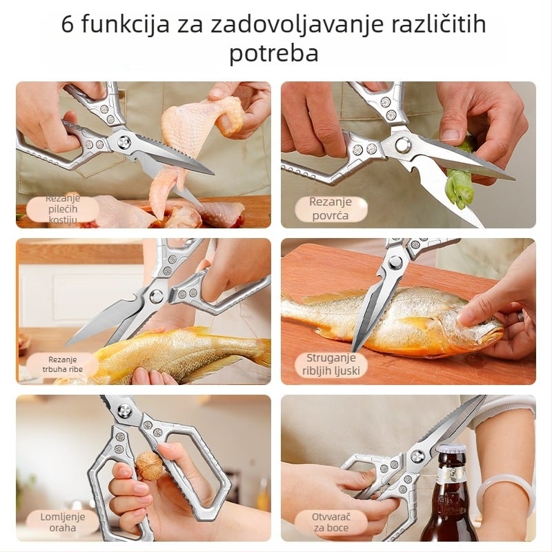 Kuhinjske teške škarice od nehrđajućeg čelika, višestruke namjene za rezanje kostiju peradi i mesa
