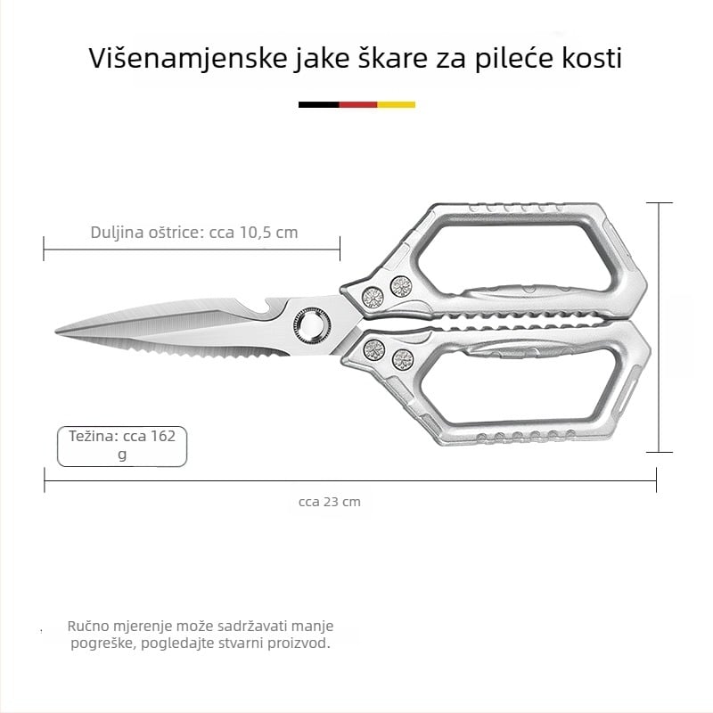 Kuhinjske teške škarice od nehrđajućeg čelika, višestruke namjene za rezanje kostiju peradi i mesa