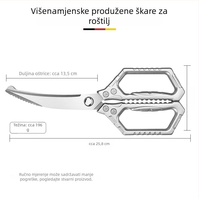 Kuhinjske teške škarice od nehrđajućeg čelika, višestruke namjene za rezanje kostiju peradi i mesa