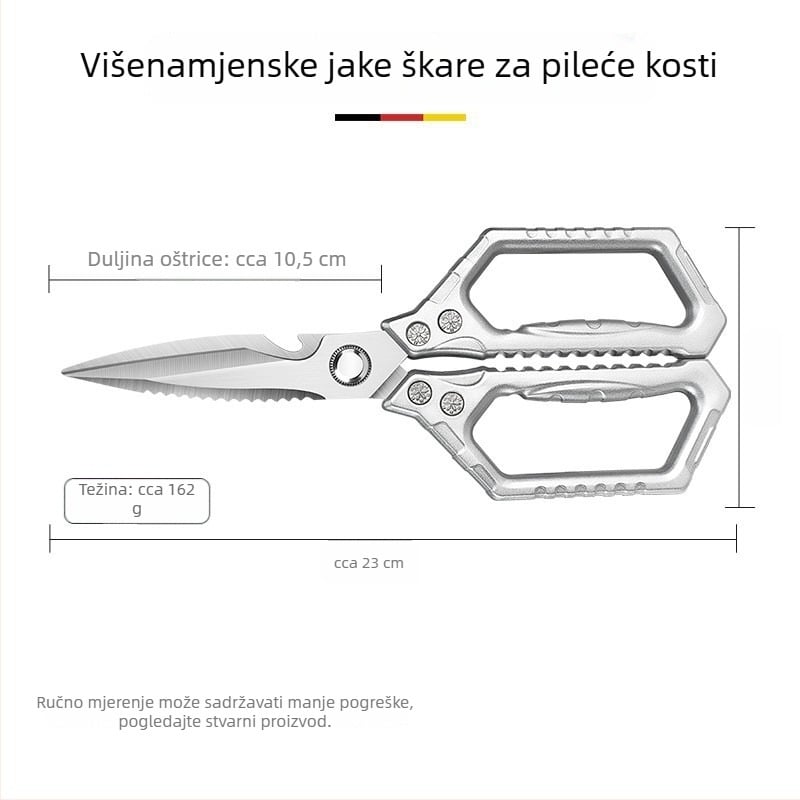 Kuhinjske teške škarice od nehrđajućeg čelika, višestruke namjene za rezanje kostiju peradi i mesa