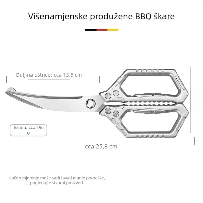 Kuhinjske teške škarice od nehrđajućeg čelika, višestruke namjene za rezanje kostiju peradi i mesa