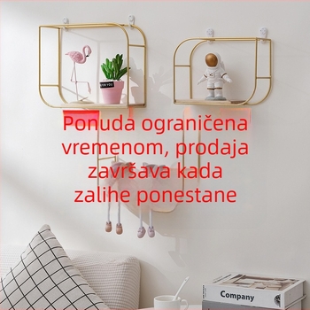 Zidna polica u europskom stilu za dnevni boravak, bez bušenja, zidni dekorativni regal za spavaću sobu
