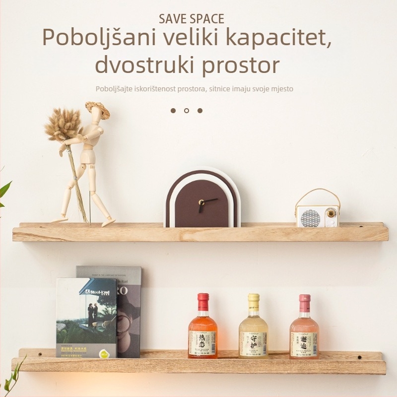 Nordijski minimalistički petoslojni zidni drveni regal za pohranu – za spavaću sobu, kuhinju i kućnu uporabu