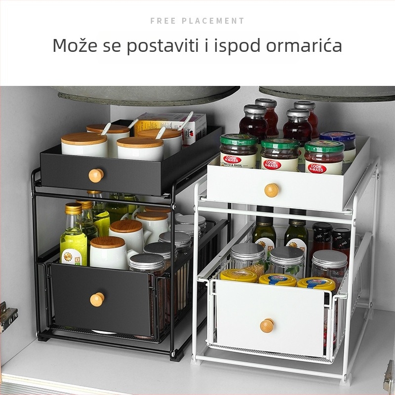 Izvlačni organizator ispod sudopera, višeslojni organizator za kuhinju i kupaonicu