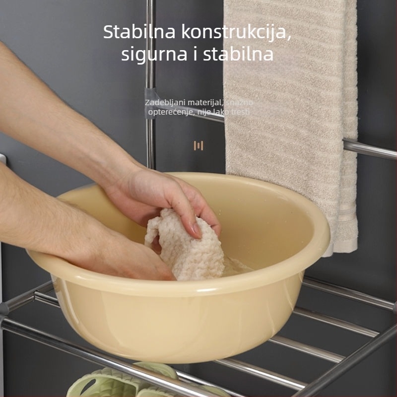 Stalak za umivaonik od nehrđajućeg čelika, podni stalak za kupaonicu i kuhinju, višeslojni, višefunkcionalni.