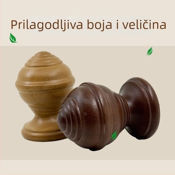 Drveni štap za zavjese s nosačima za smještaj, rimski stil drveni štap, jednodelni drveni štap s otvorom, vodoravna šipka za dnevni boravak