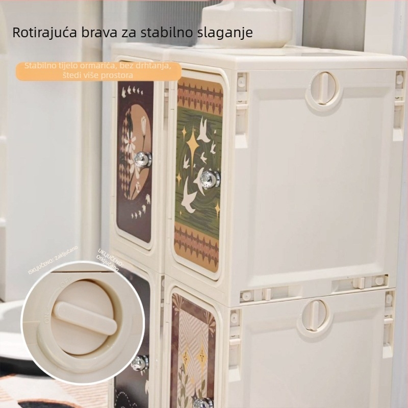 Prijenosni skladišni stalak za uske prostore u kupaonici i kuhinji, s kotačićima, crtani dizajn, višeslojni organizator za kućnu upotrebu