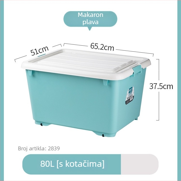 Camellia Velika plastična kutija za pohranu s poklopcem, 80 L, za odjeću i igračke