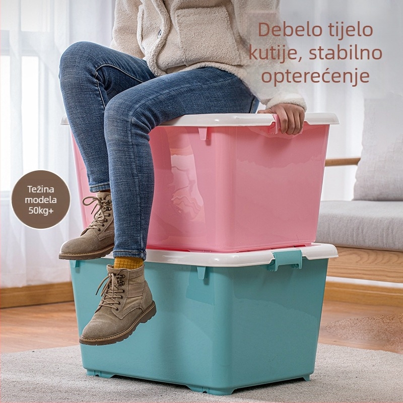 Camellia Velika plastična kutija za pohranu s poklopcem, 80 L, za odjeću i igračke