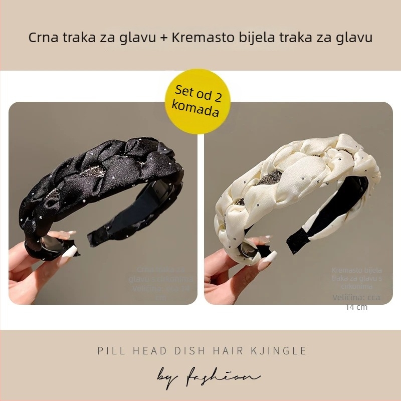 2025 francuskog stila čelenka s blistavim dijamantima, satenska široka traka, elegantna visoka krona