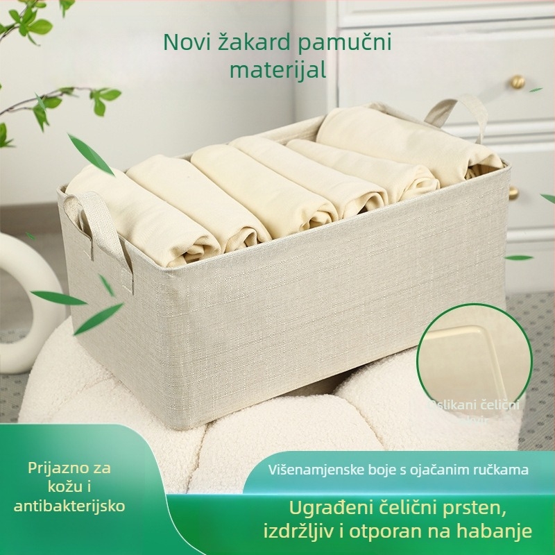 Koš za pohranu od slub pamuka, bez mirisa, velika kapaciteta, sklopivi metalni okvir za odjeću