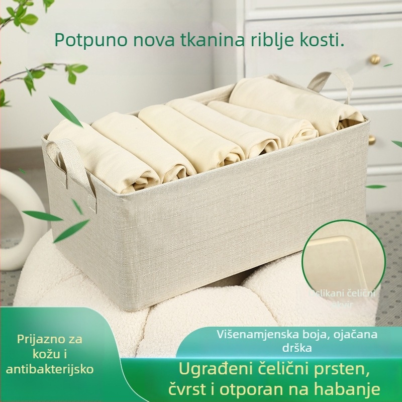 Koš za pohranu od slub pamuka, bez mirisa, velika kapaciteta, sklopivi metalni okvir za odjeću